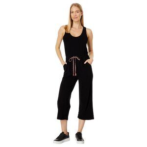 Mod-O-Doc Lightweight Terry Cloth Racerback Straight Leg Jumpsuit Black XS